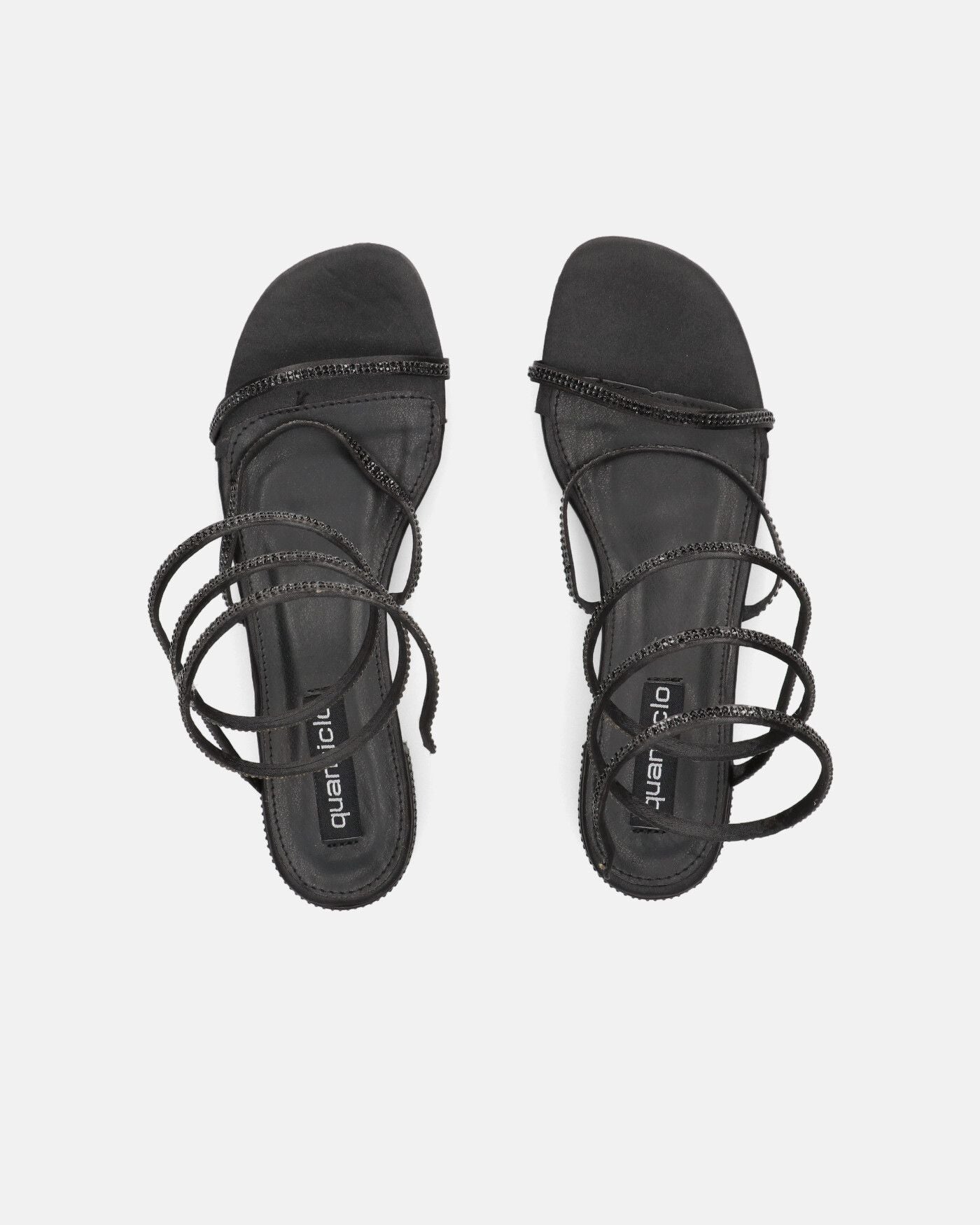 NATALIYA - flat black sandals with spiral