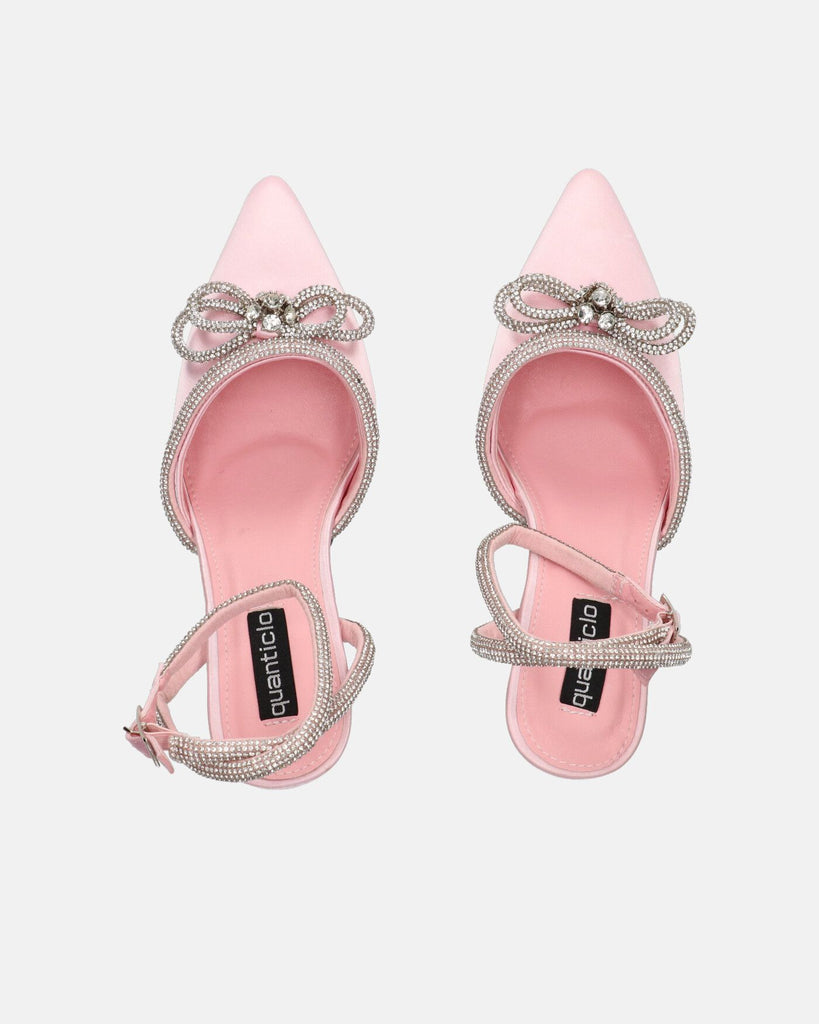 KAYLEE - pink sandals with faux leather laces