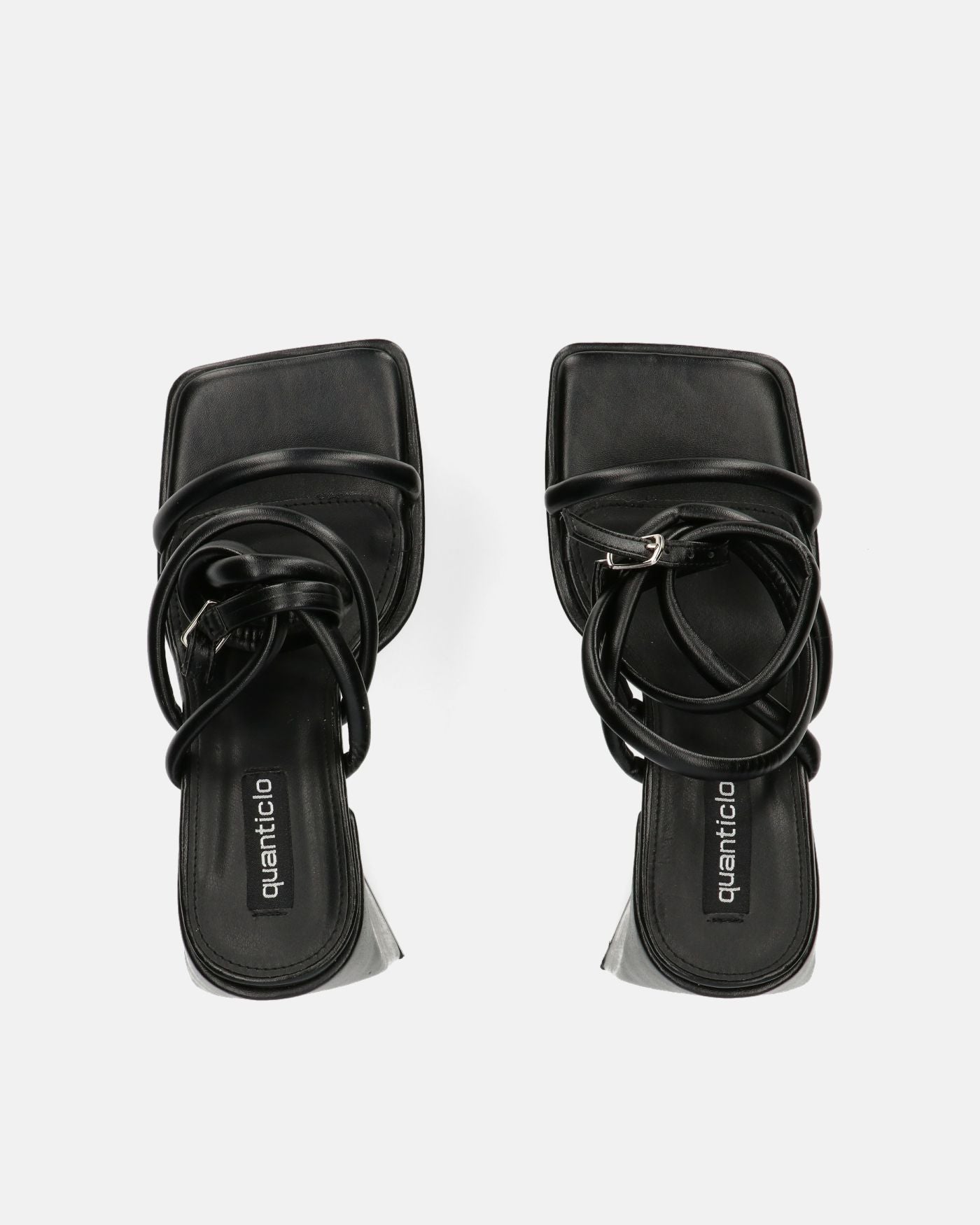 REMY - sandals with high heel and strap in black eco-leather