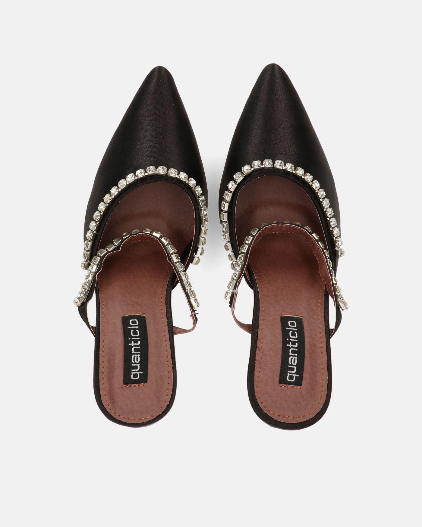 PERAL - heeled shoe in black lycra with gems
