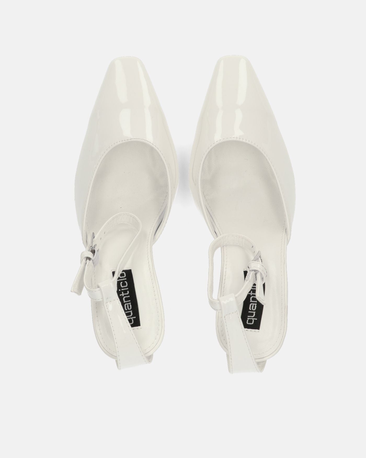 LUDWIKA - shoes with heel and strap in white glassy