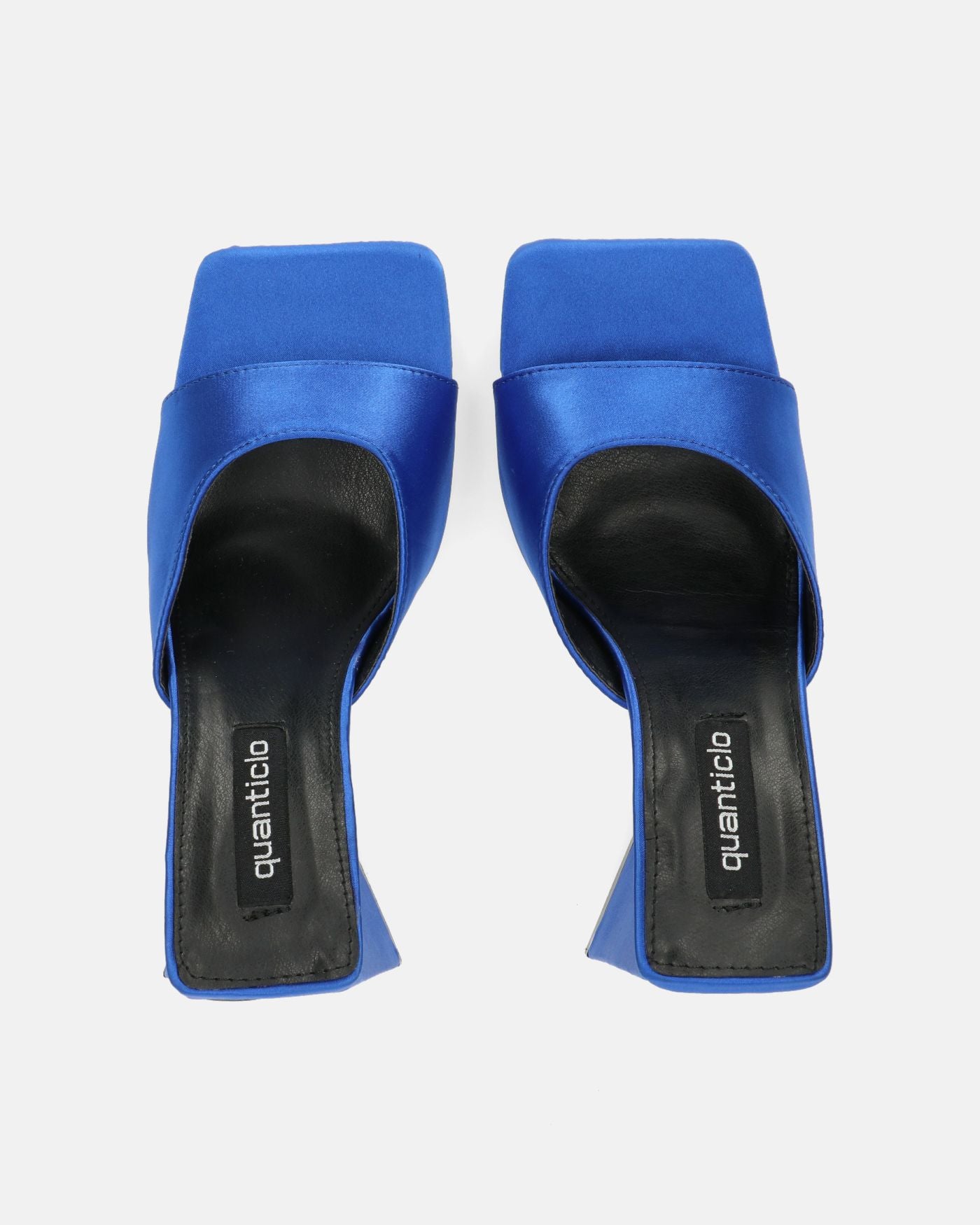MILEY - blue satin sandals with square heel
