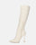KAYLA - beige high-heeled high-heeled boots in black PU and side zipper