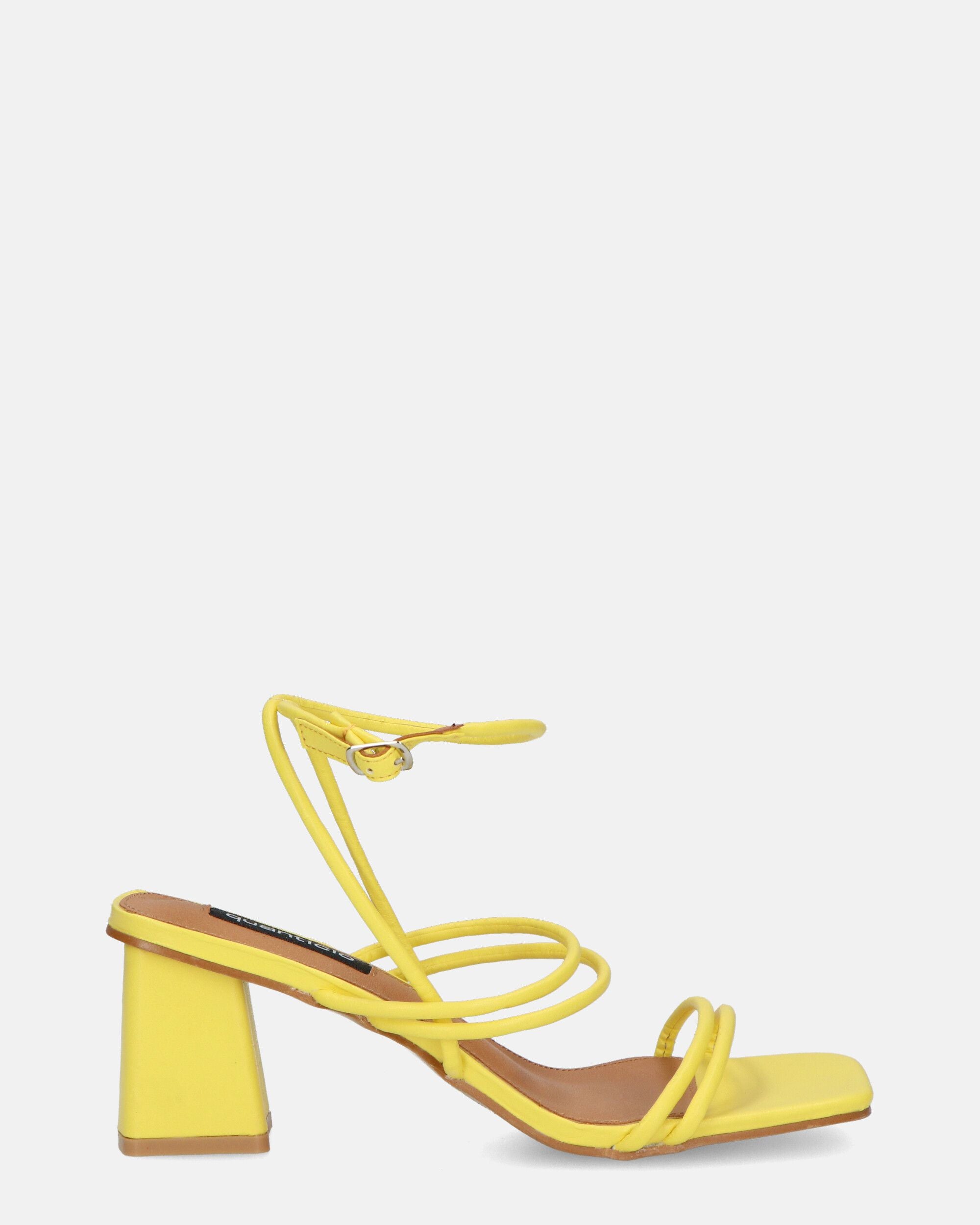 TIARA - yellow eco-leather sandals with laces