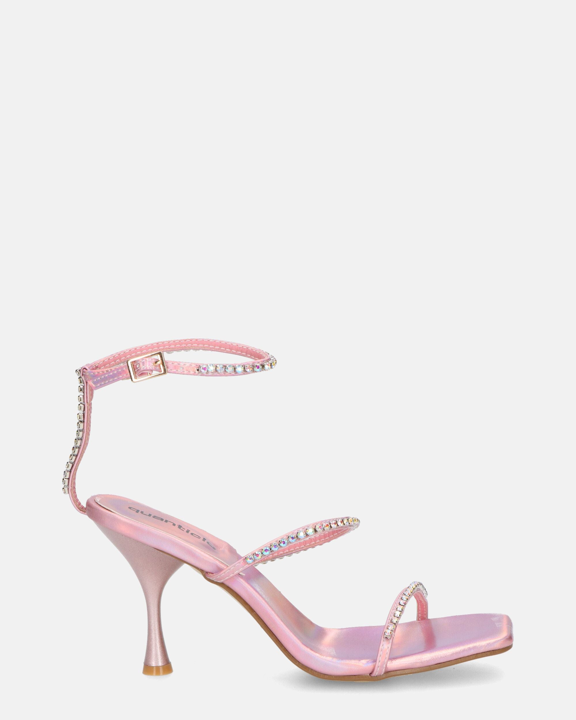 RAHA - glassy pink sandals with gems