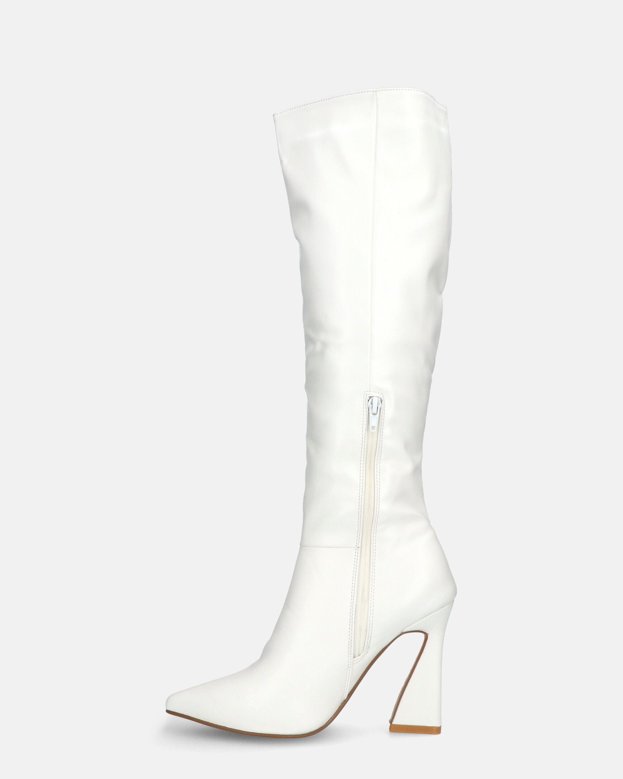 KELLY - white high boot with side zip