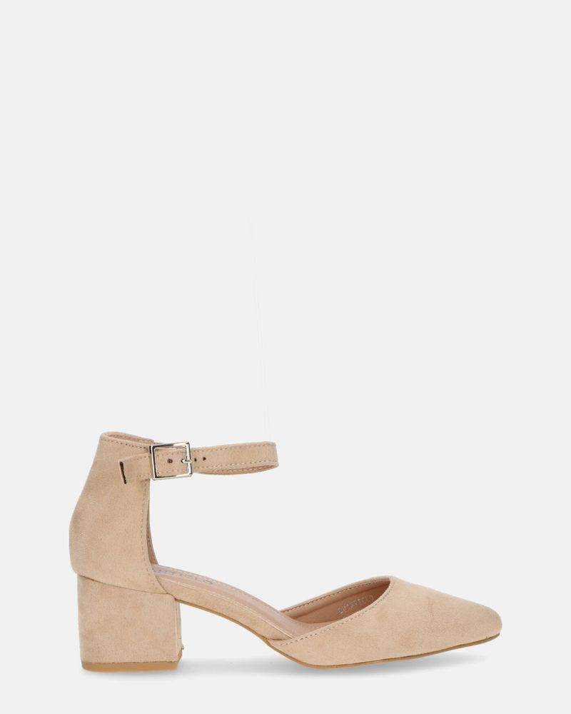GINNY - mid heeled shoes in beige suede