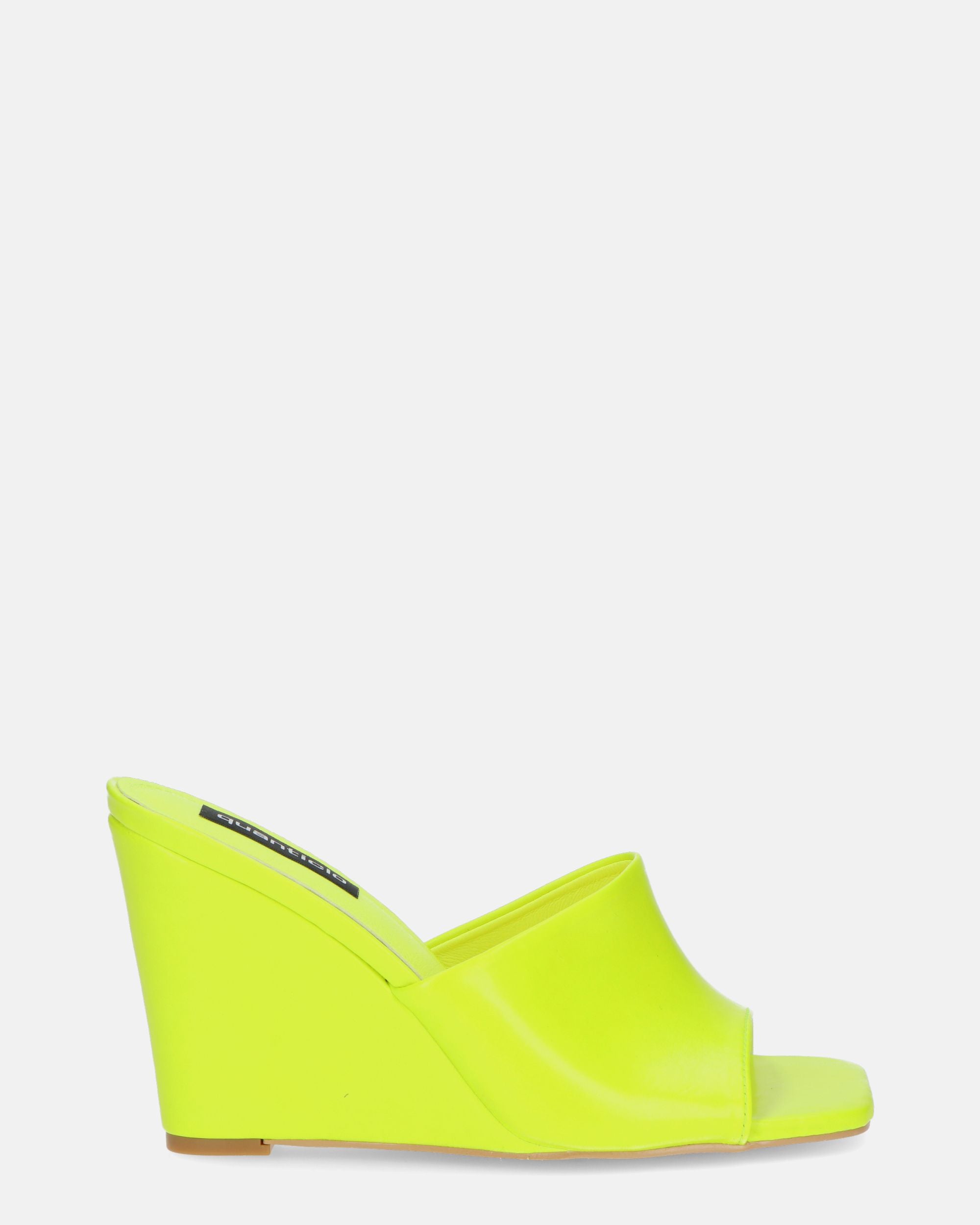 MARGHERITA - wedge sandals in fluo yellow PU