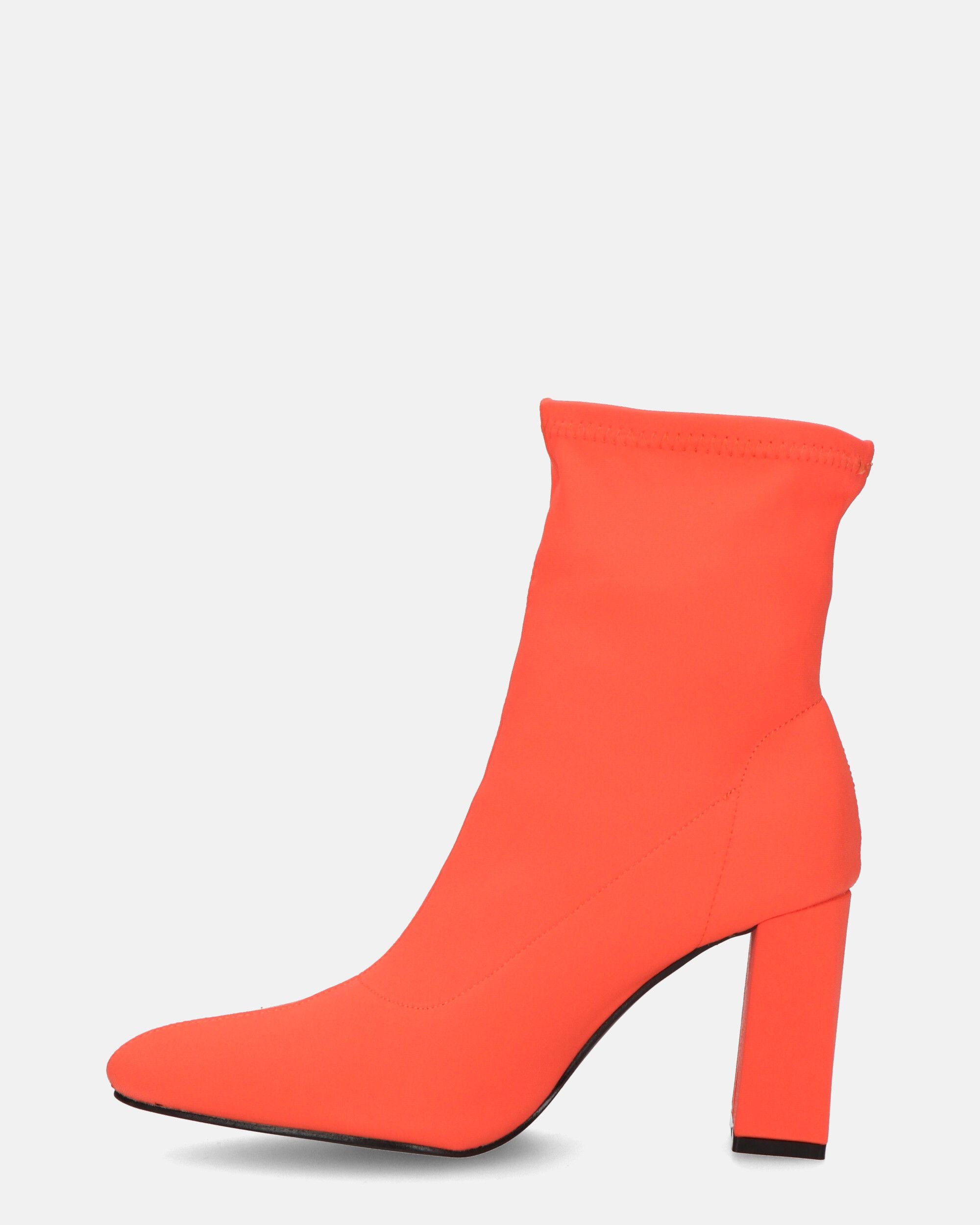 MARGOT - orange lycra ankle boots with heel