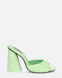 KYSHAN - green satin sandals with cone heel