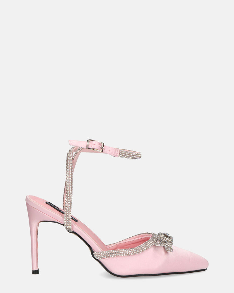 KAYLEE - pink sandals with faux leather laces