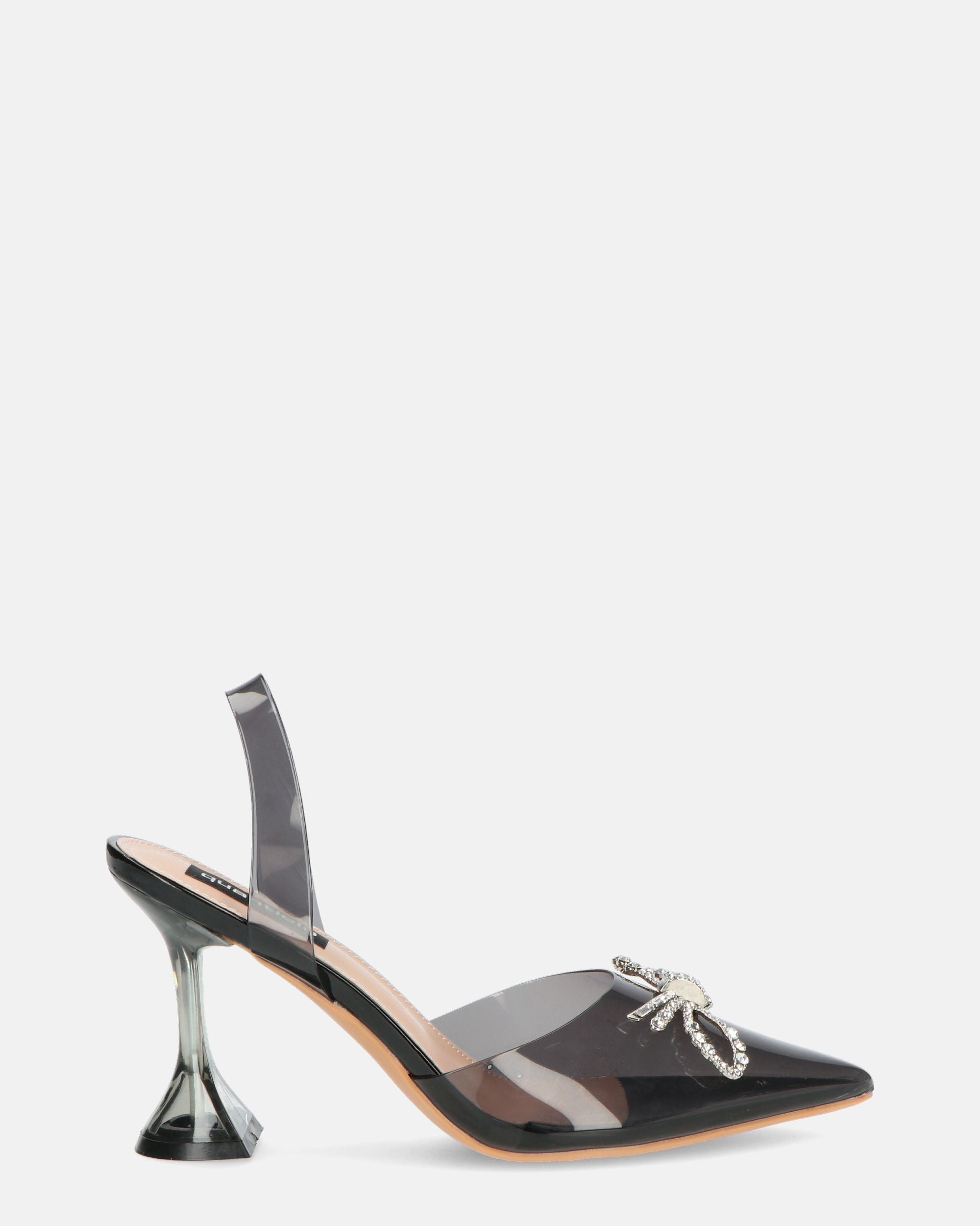 CONSUELO - black perspex heels with toe decorations