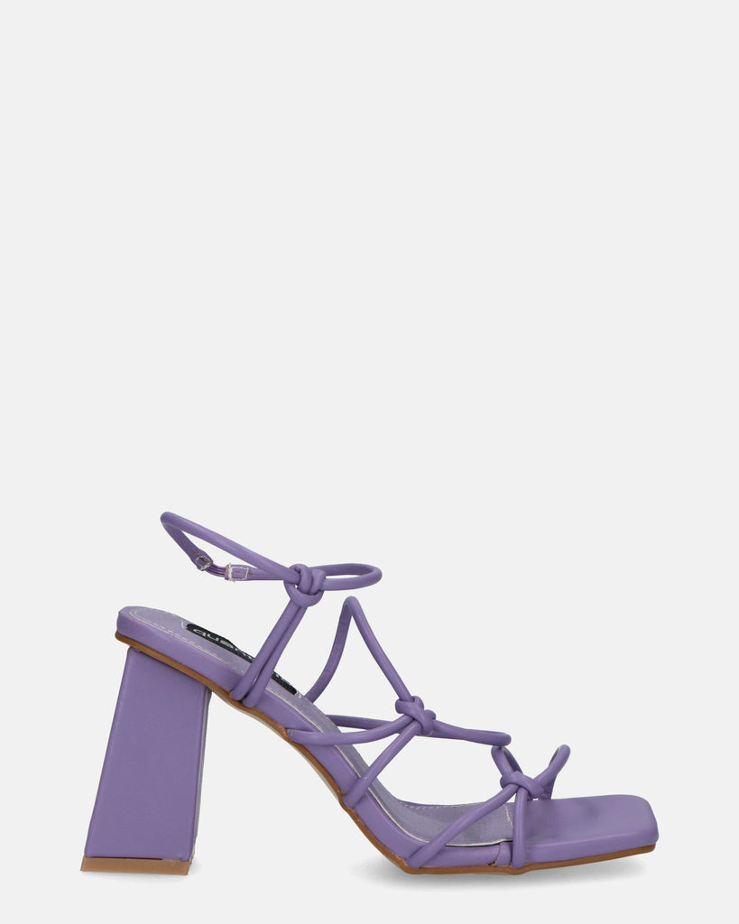 ZAHINA - purple faux leather sandals with square heel