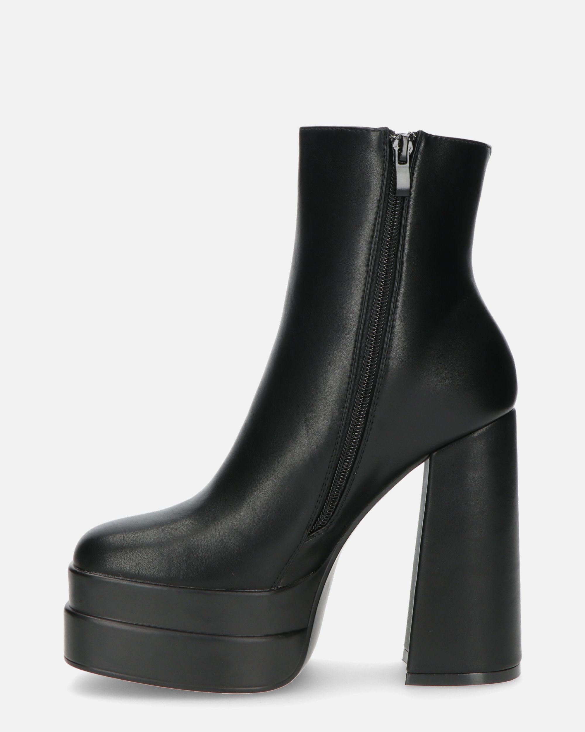RINA - black PU ankle boots with heel