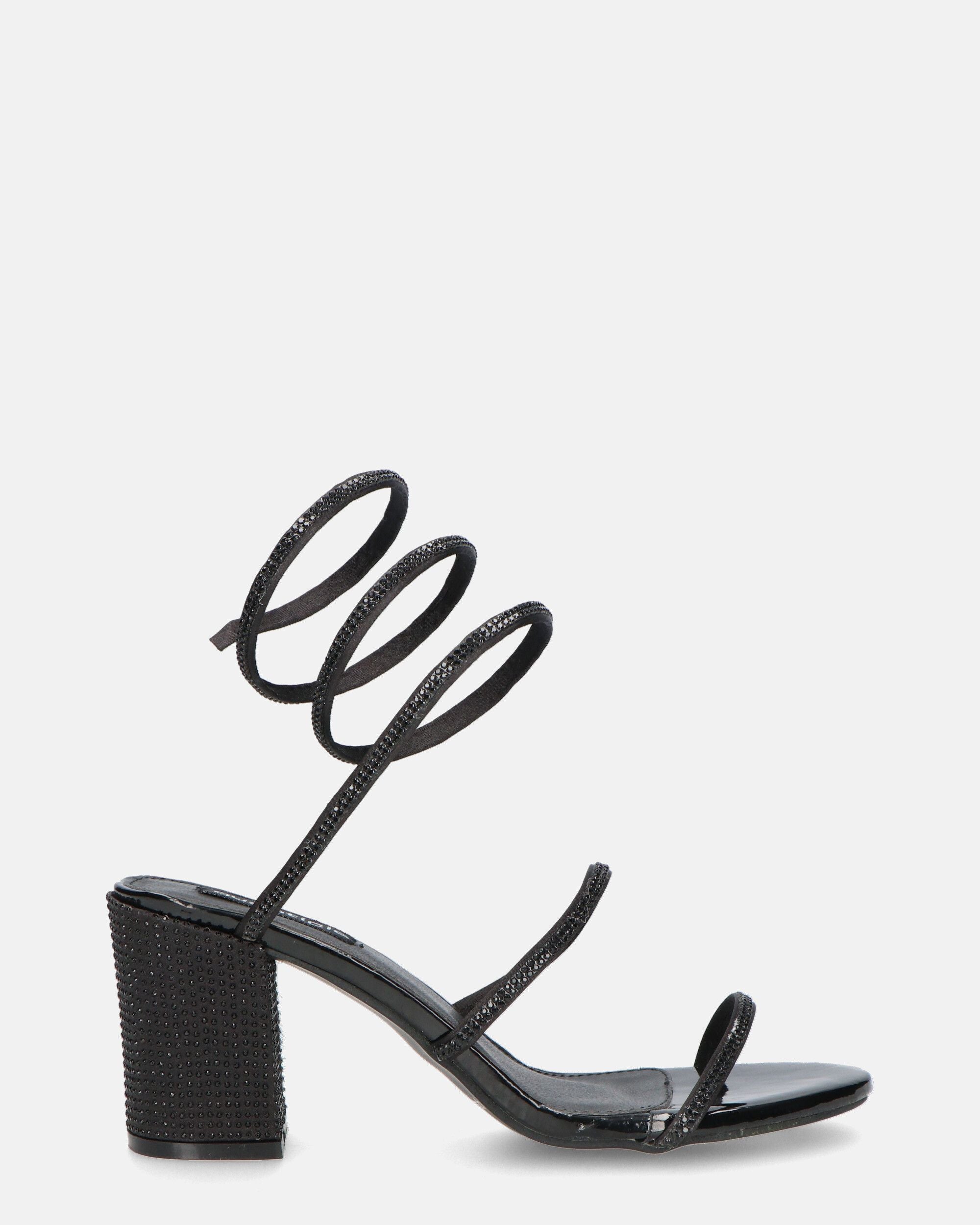 COBY - black high heels with gems and spiral