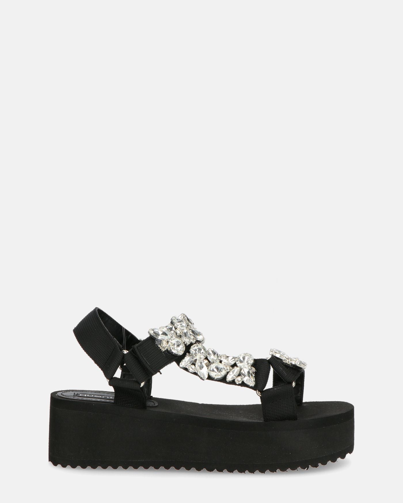 LIZIE - platform ankle boots in black suede and gems