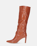 CAROLINE - high heel boot in brown python