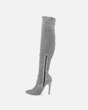 LATISHA - silver glitter over knee boots