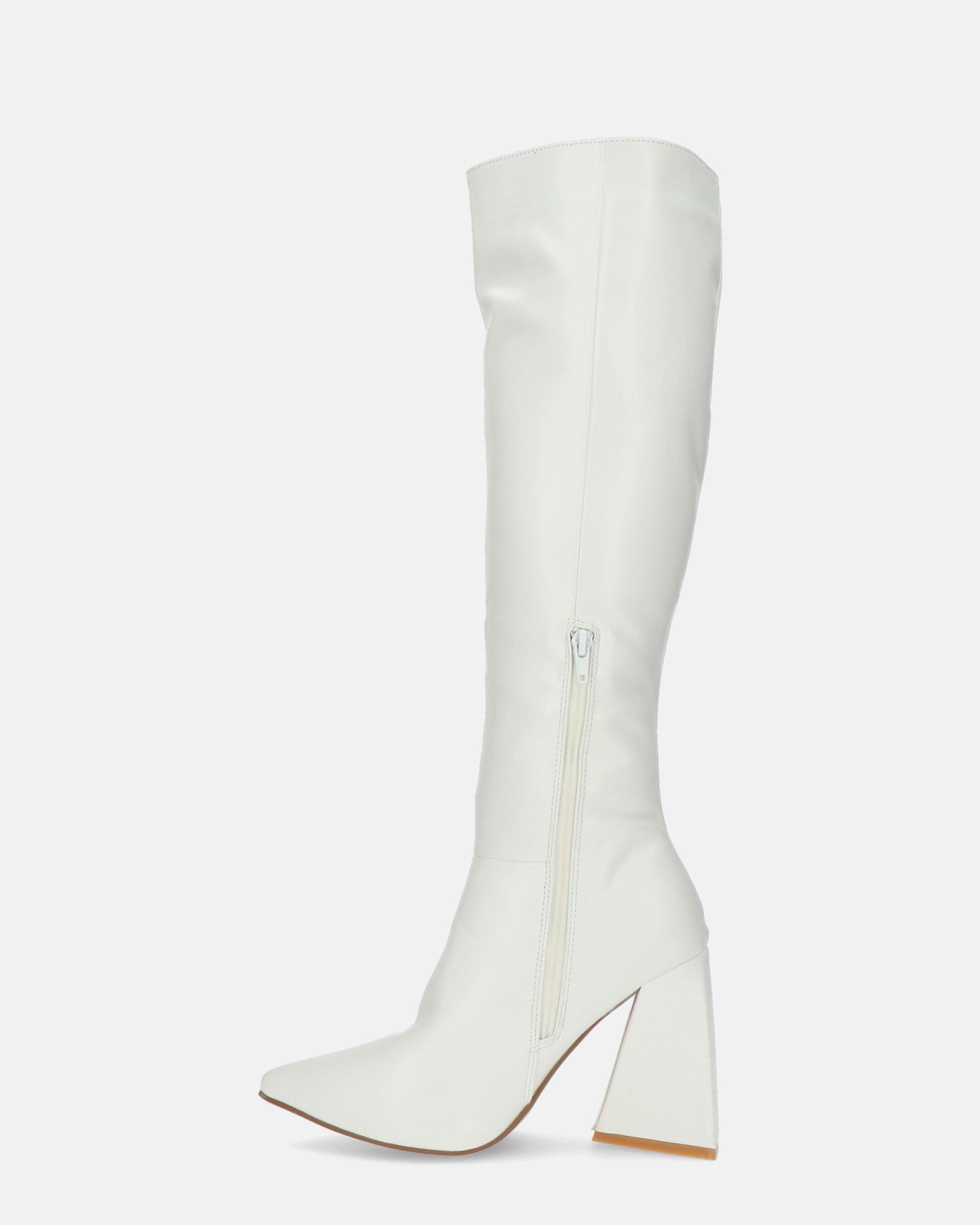 TRUDY - high-heeled boots in white PU