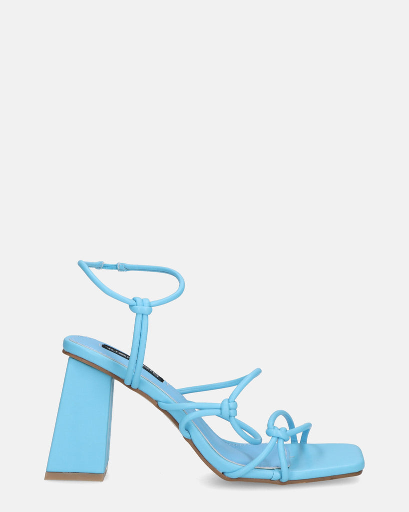 ZAHINA - blue faux leather sandals with square heel