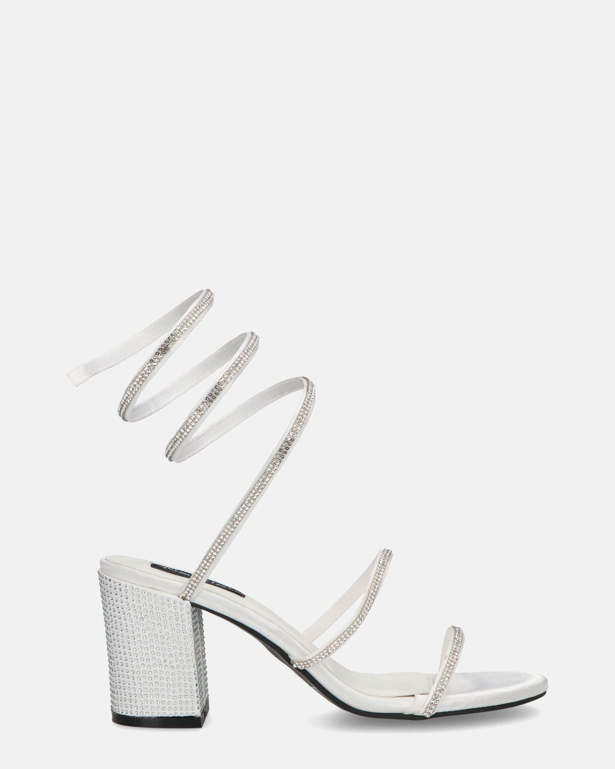 COBY - silver high heels with gems and spiral