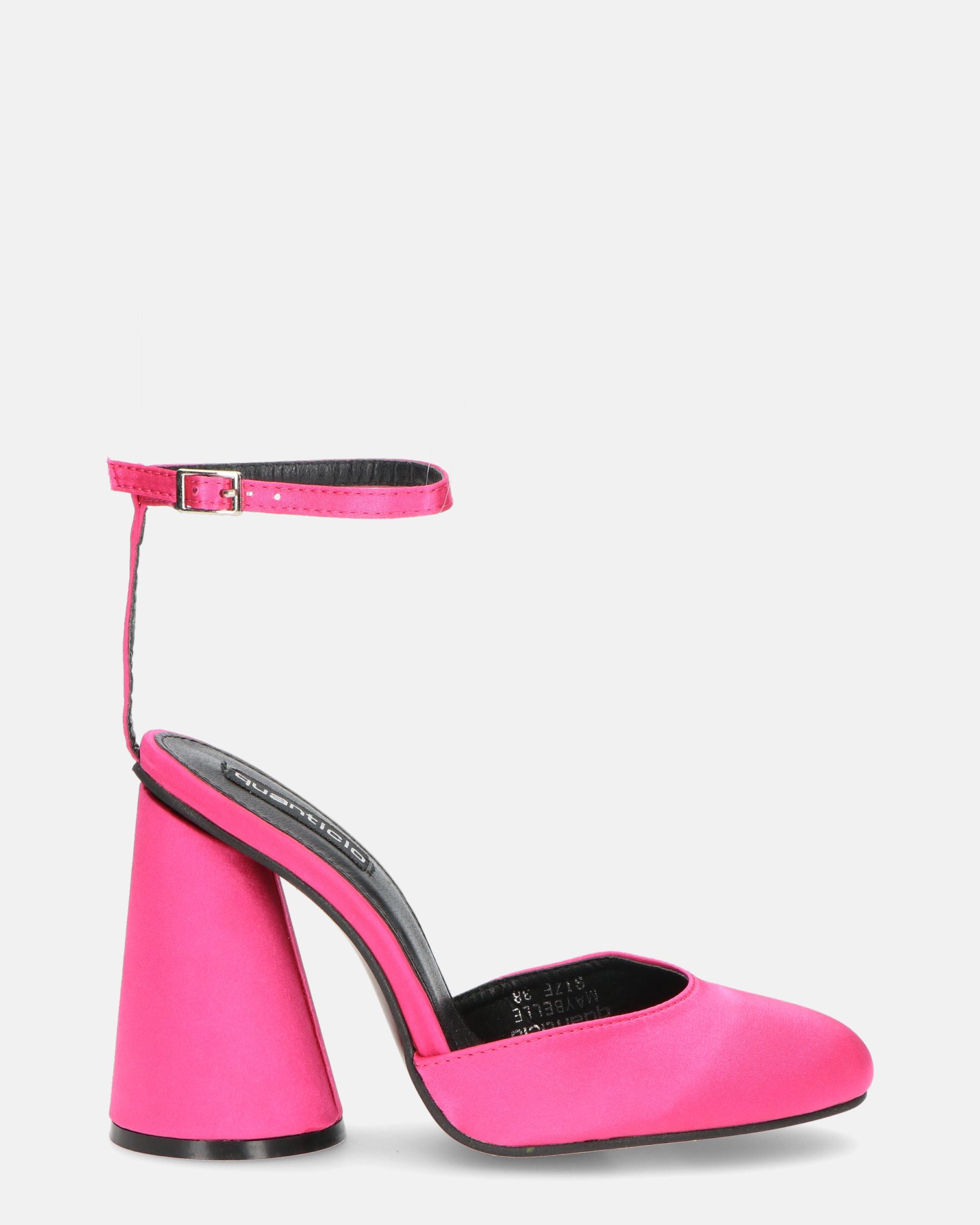MAYBELLE - fuchsia lycra sandals with cylindrical heel