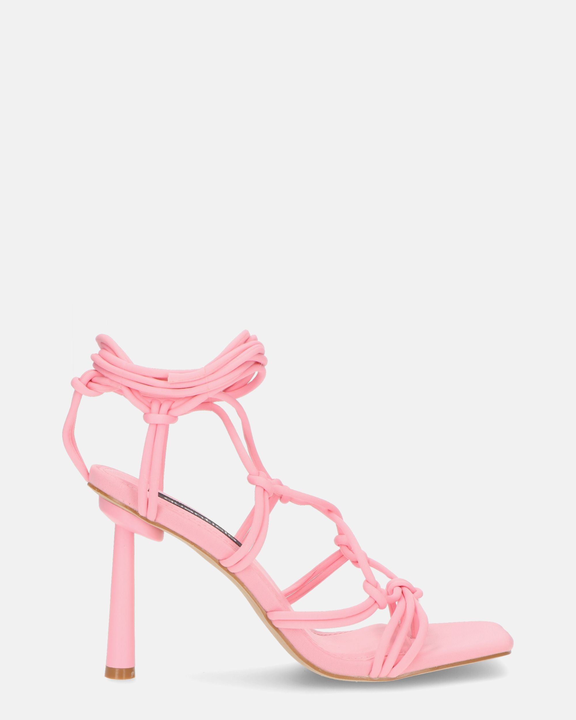 SAMOA - pink lycra sandals with high heel and laces