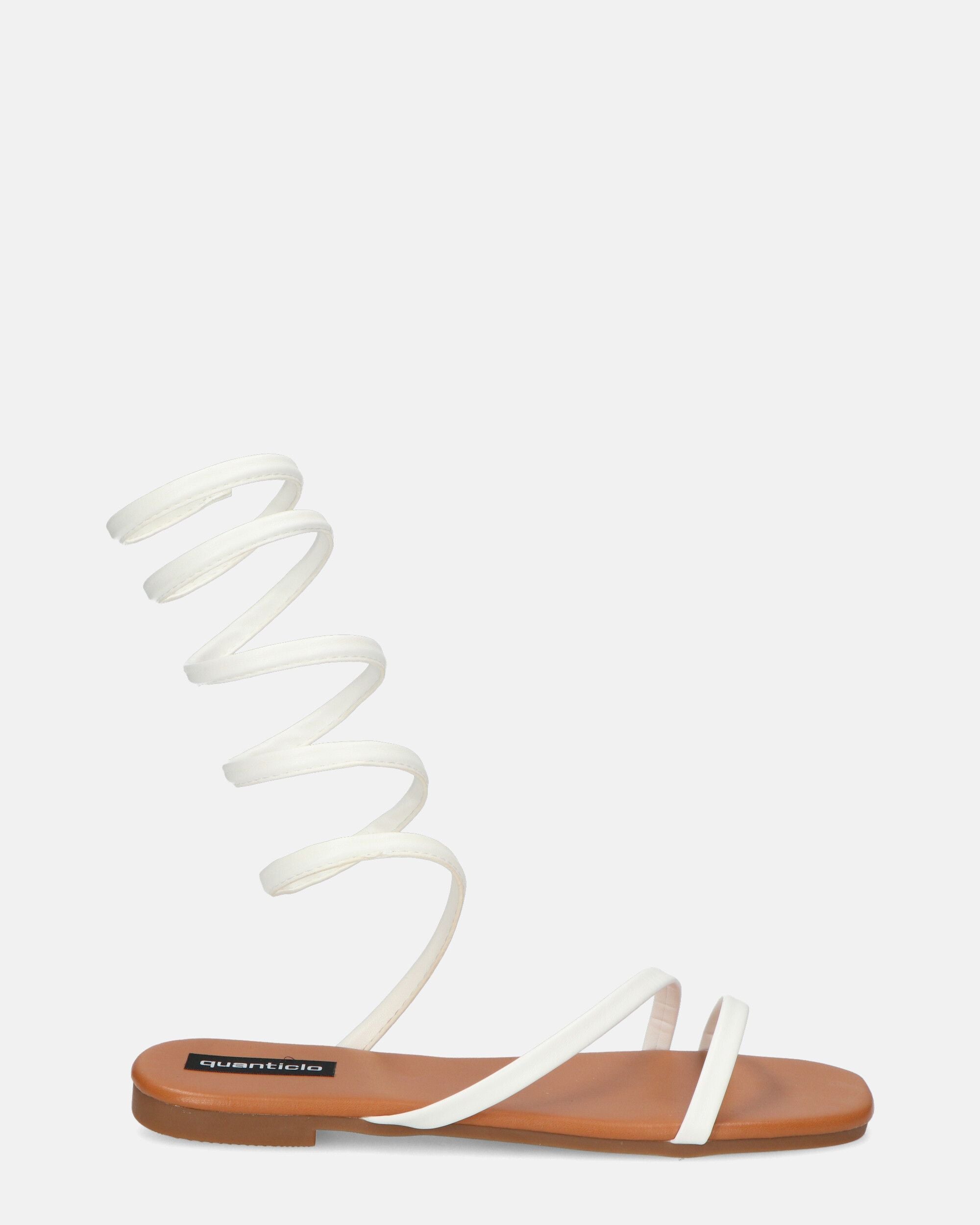 SIENNA - sandals with brown sole and white spiral