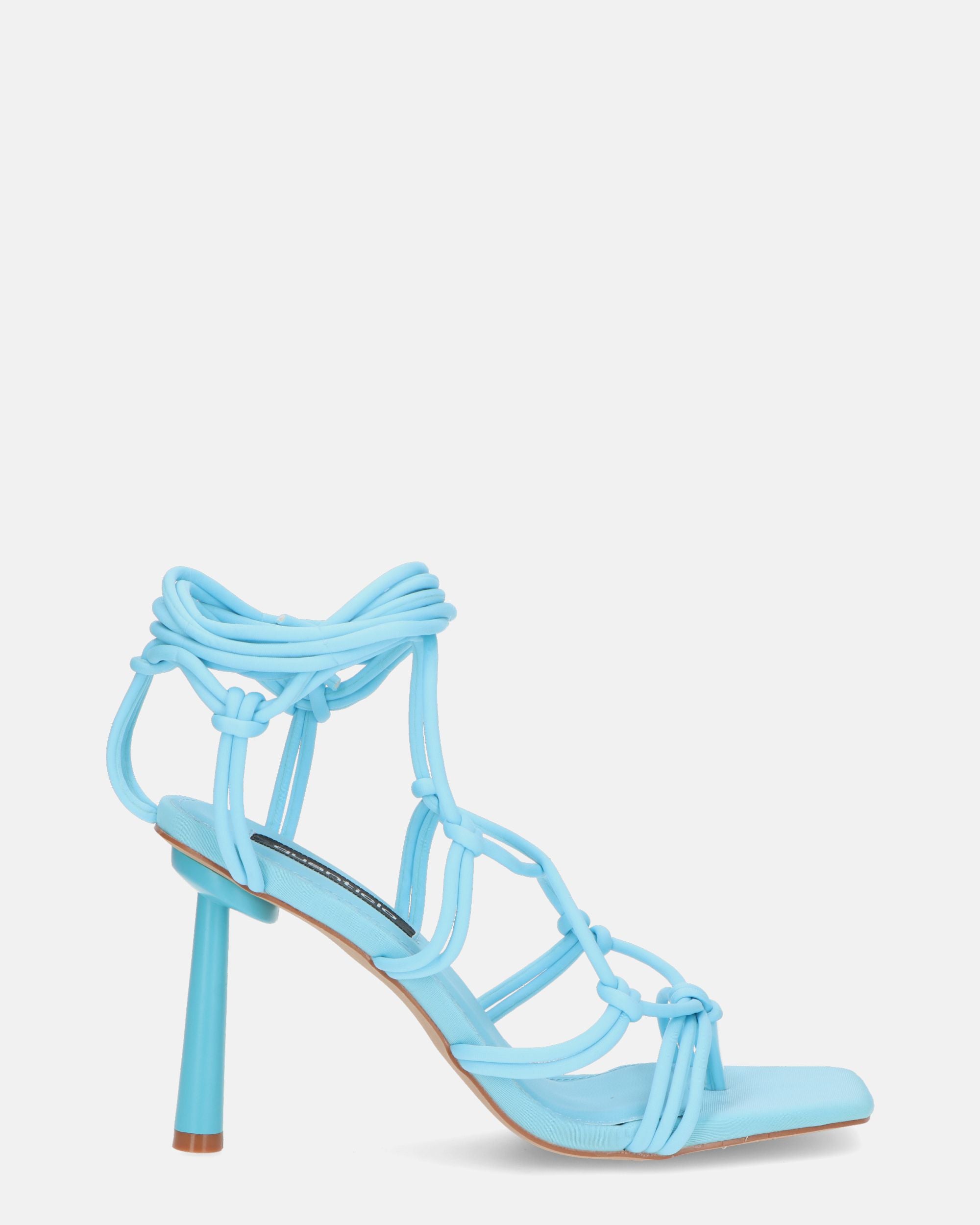SAMOA - blue lycra sandals with high heel and laces