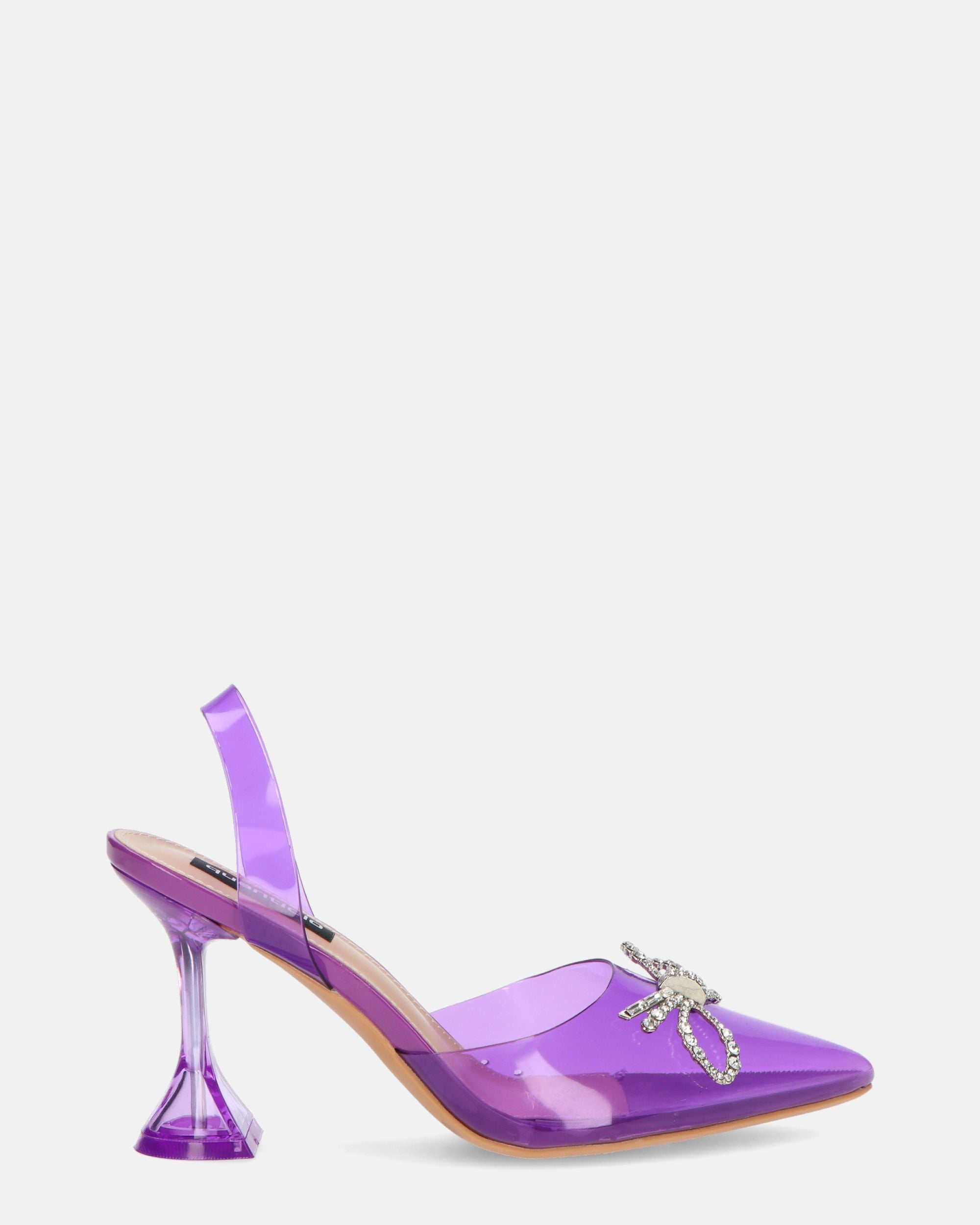 CONSUELO - violet perspex heels with toe decorations