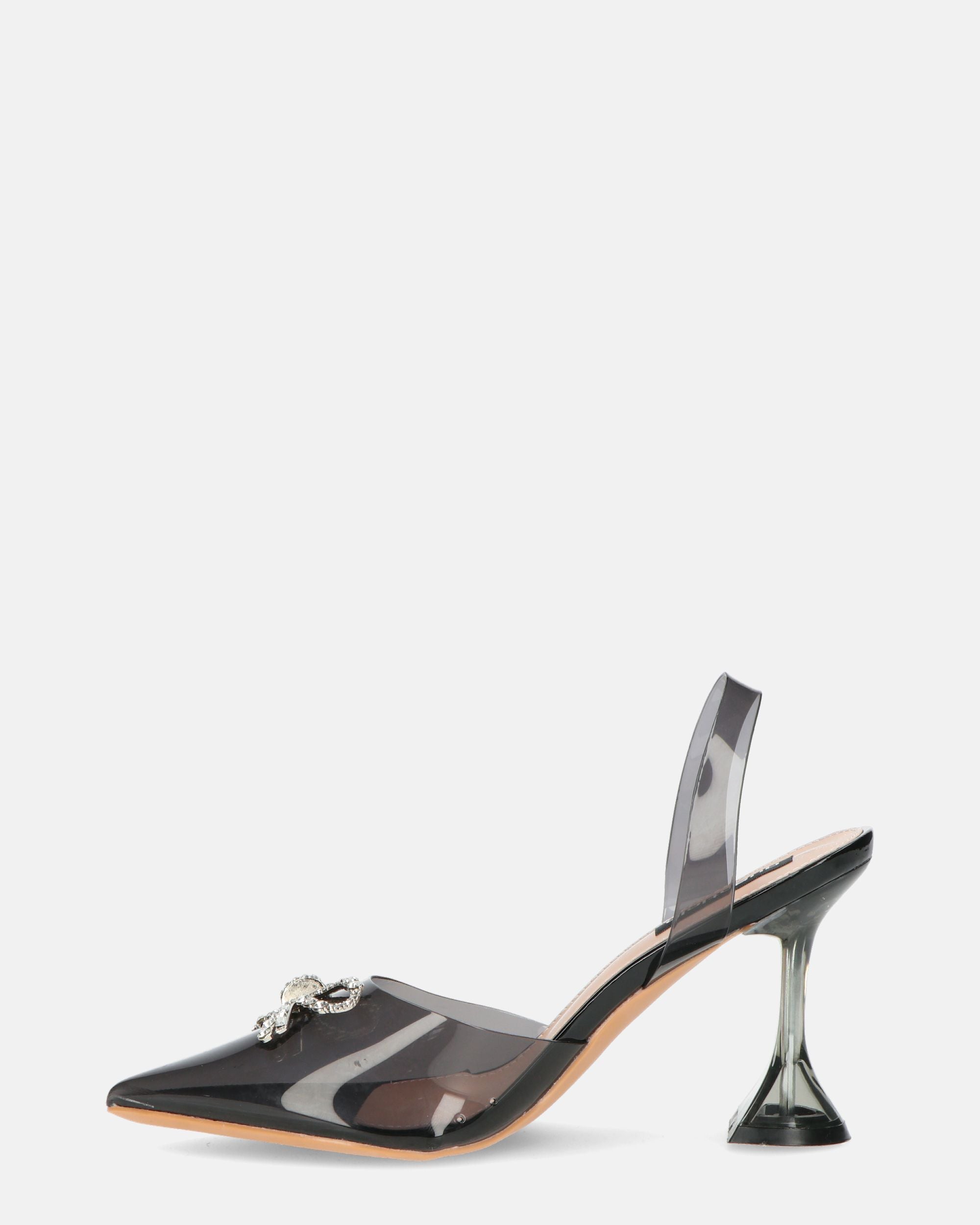 CONSUELO - black perspex heels with toe decorations
