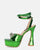 JANINE - high heels with platform in green glassy and bow with gems