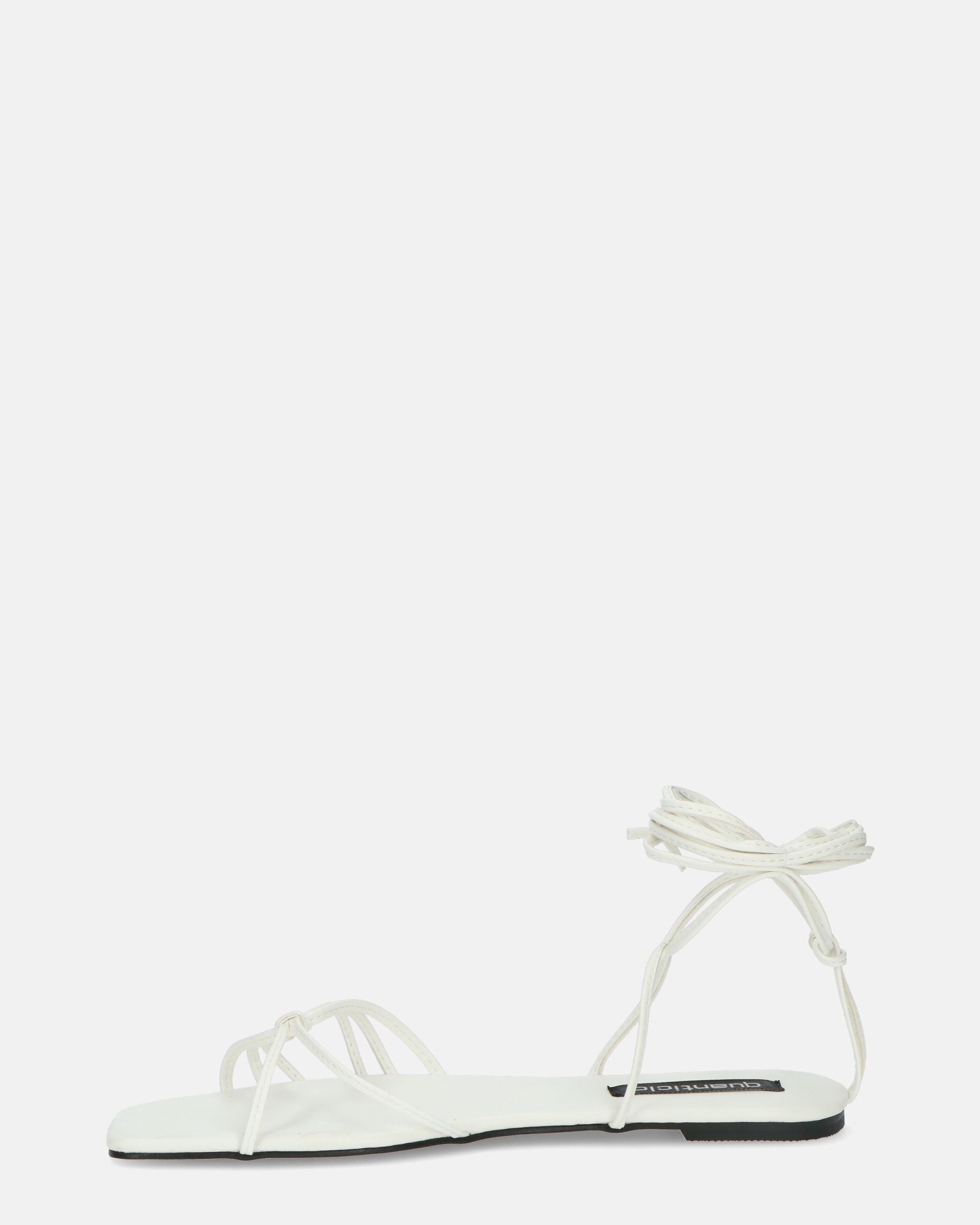 NECLA - flat white thong sandal with laces