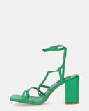 OKSANA - sandals with heel and strap in green PU