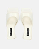 MILEY - white PU sandals with squared heel