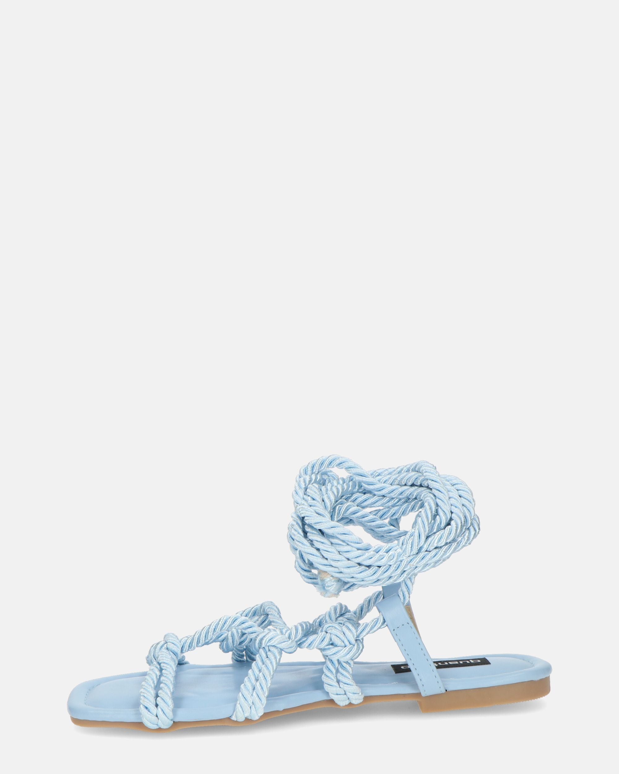 UNIQUE - blue flat sandals with laces