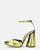 MAYBELLE - golden glassy sandals with cylindrical heel