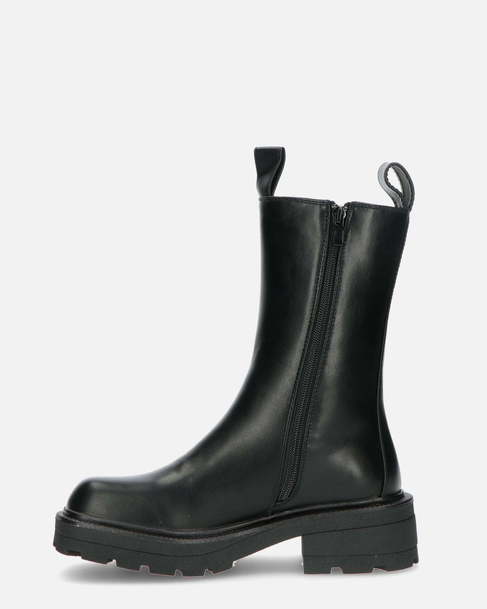 LEVANTE - black faux leather ankle boots with elastic band