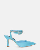 DORIS - heeled shoes in light blue lycra and gems on the strap
