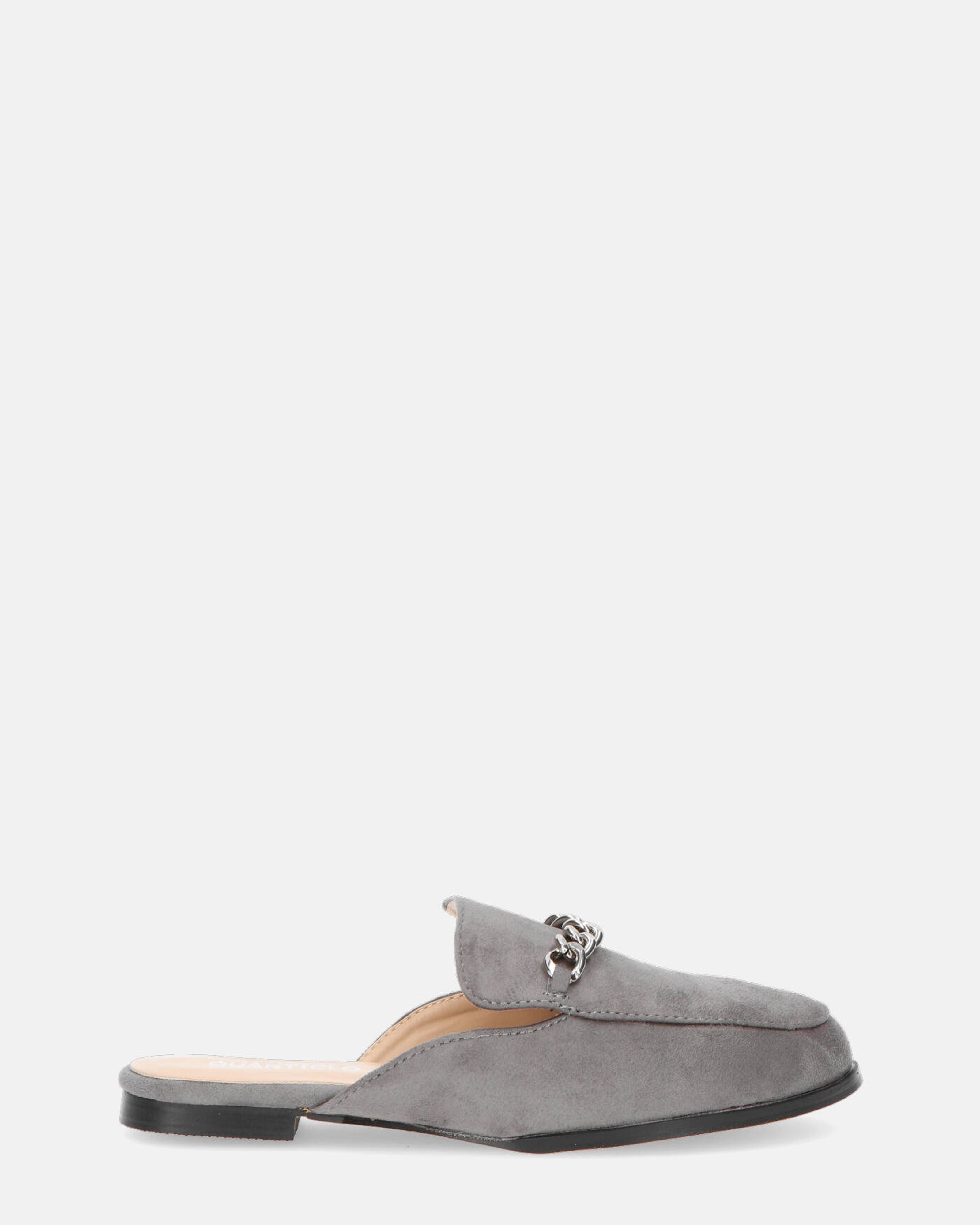 SHELLEY - grey moccasins with beige sole