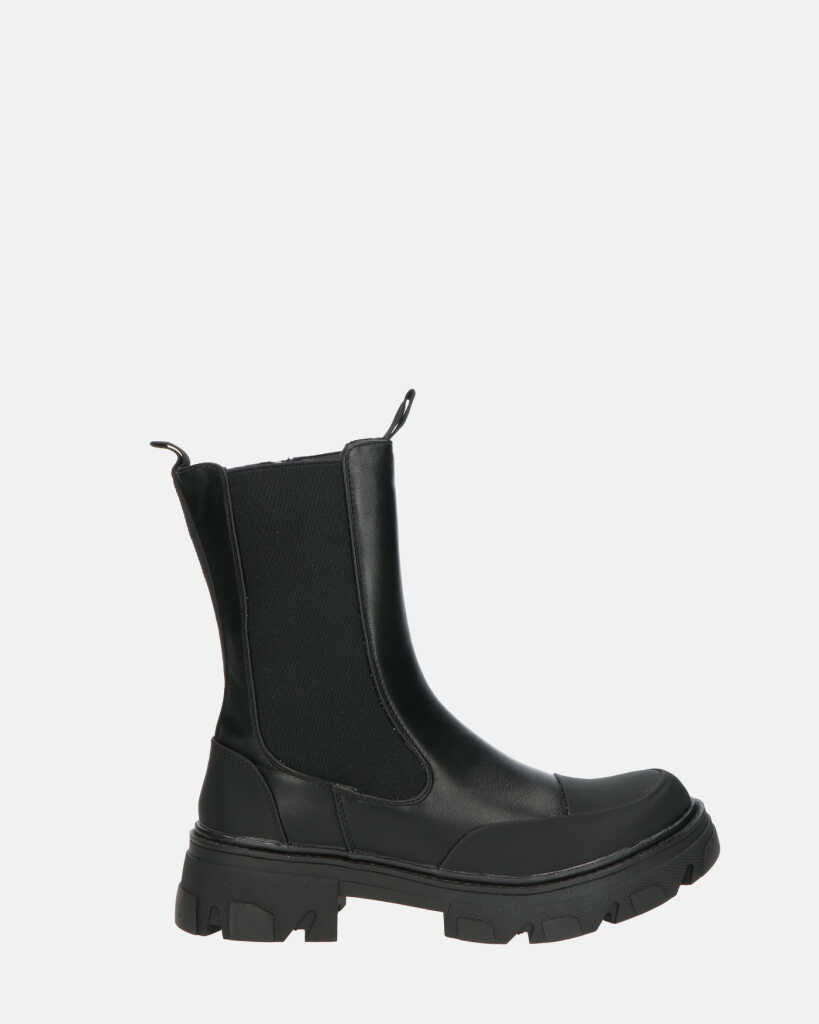MALLORY - black faux leather ankle boots with zip