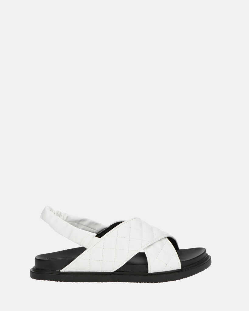 MICH - white sandals with padded faux leather