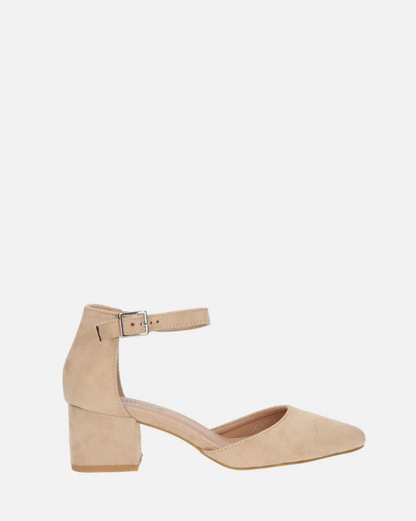 GINNY - mid heeled shoes in beige suede