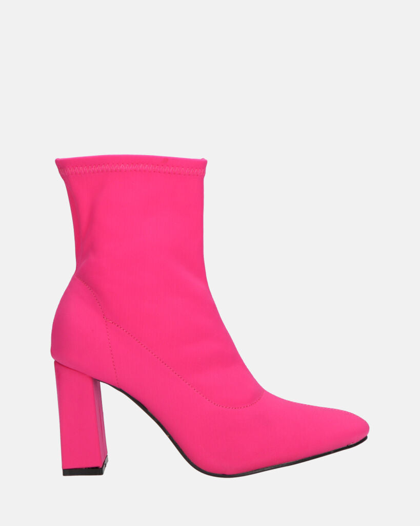 MARGOT - fucsia lycra ankle boots with heel