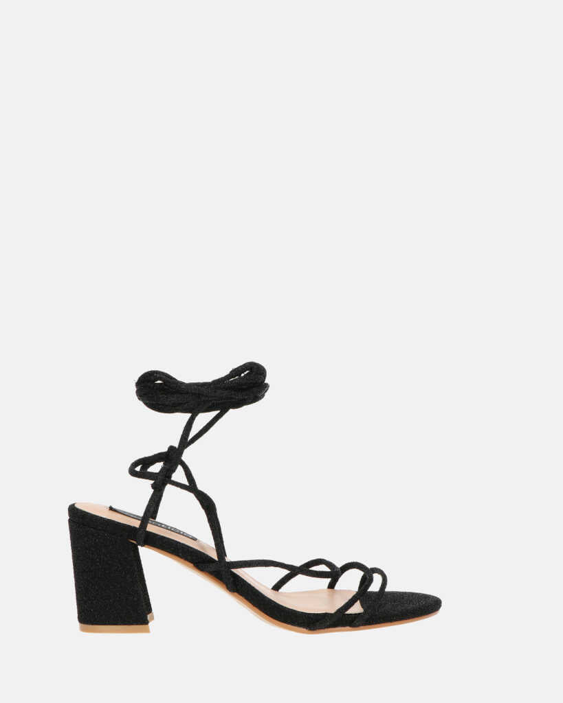 TALIA - heeled sandal in black glitter