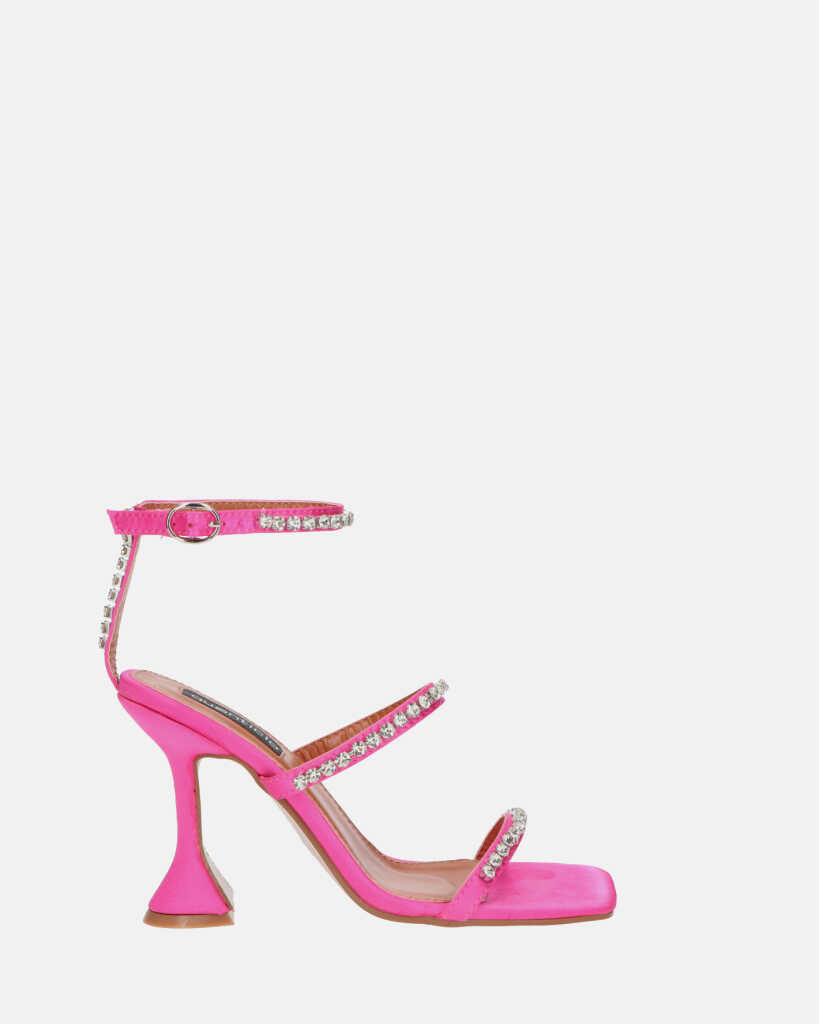 TAHLA - pink pu sandal heel with silver gems