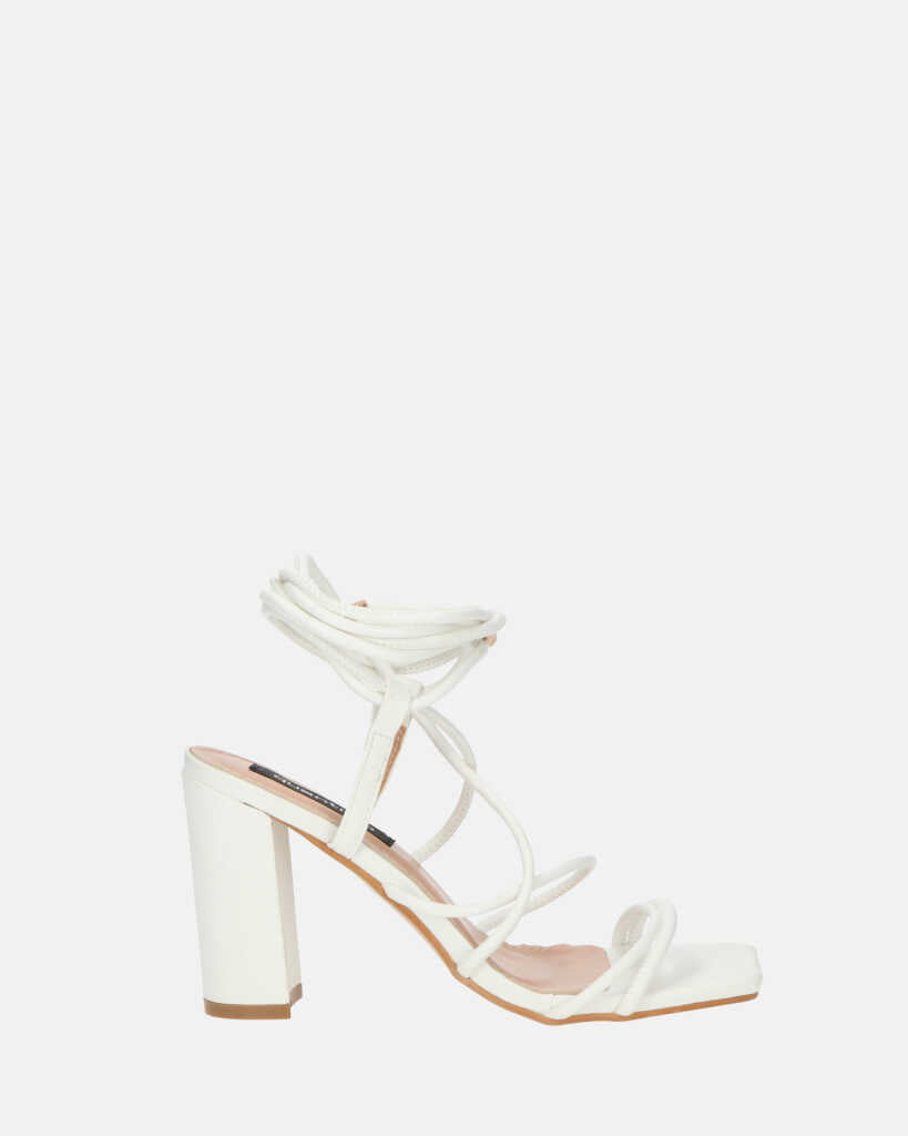 MARISOL - white heeled sandals with laces