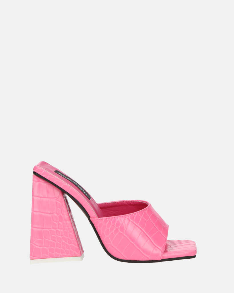 BUKET - heeled sandals in crocodile pink