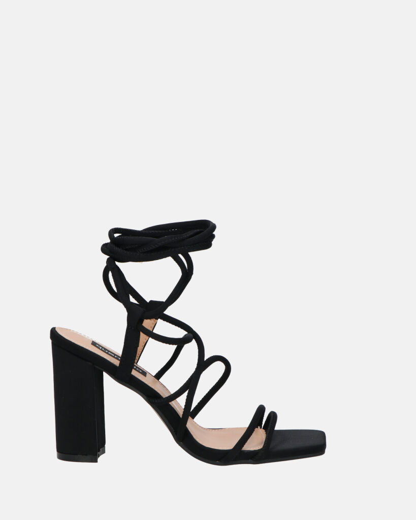 MARISOL - black lycra sandals with laces and heel