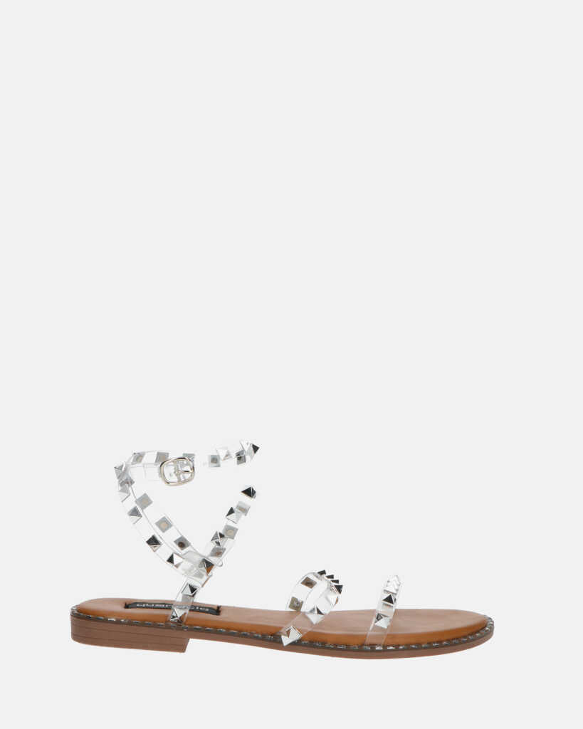 RAJA - studded sandals with transparent perspex and beige sole